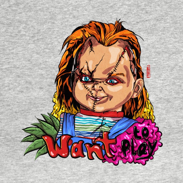 CHUCKY Want To Play T-SHIRT by RIZZI